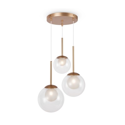 Suspension Maytoni Basic Form 3 lumières en métal et diffuseur en verre