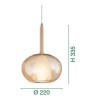 Edison Pendant Lamp Fabas Luce in metal and amber glass