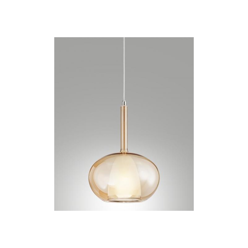 Edison Pendant Lamp Fabas Luce in metal and amber glass