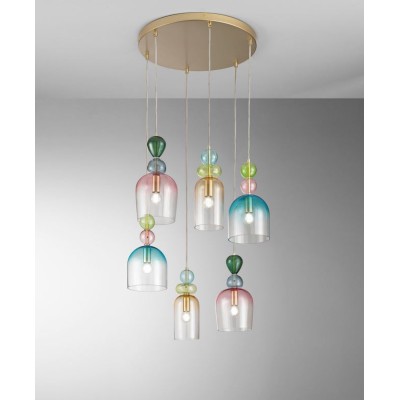 Suspension Gaudì S6 avec diffuseur en verre E14
