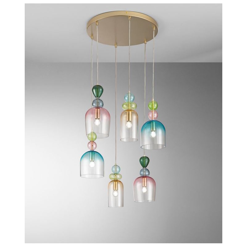 Gaudì S6 Pendant Lamp Fan Europe glass diffuser