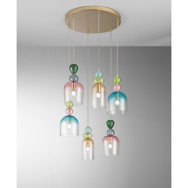 Lampe suspendue Gaudì S6 avec diffuseur en verre Fan Europe