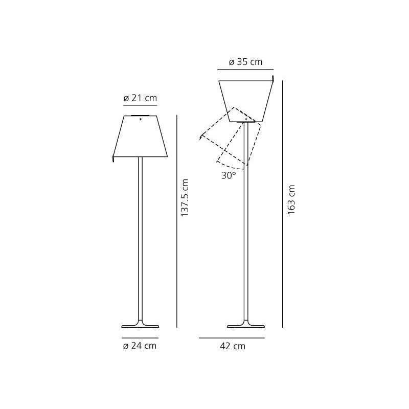 Melampo floor lamp diffuser in silk satin 57W E27