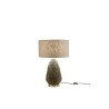 Posidonia Table Lamp Fan Europe in woven sea grass with canvas lampshade