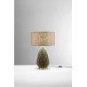 Posidonia Table Lamp Fan Europe in woven sea grass with canvas lampshade