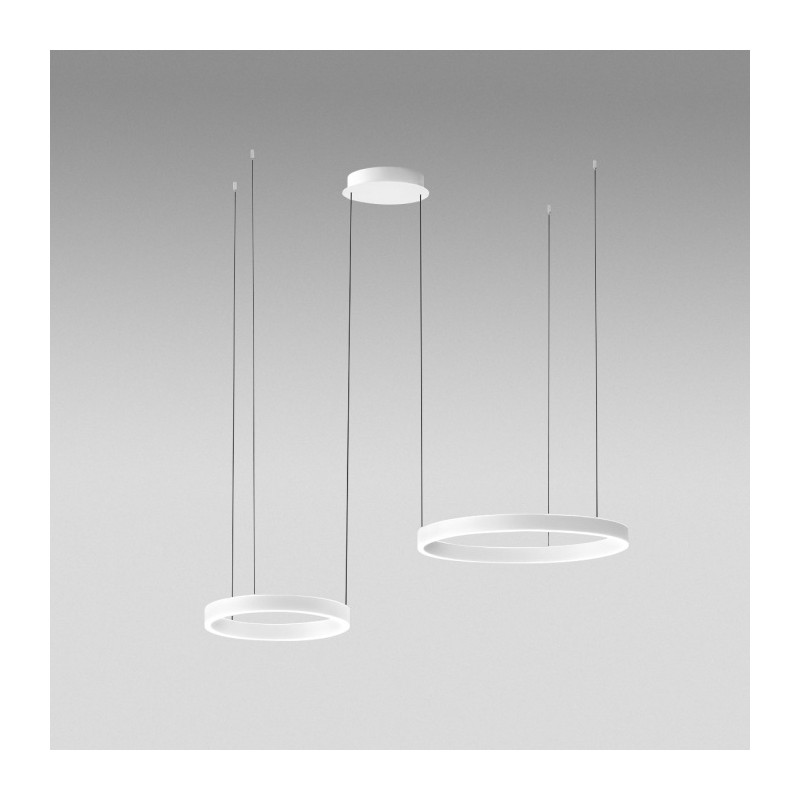 Criseide S/2D double cercle décentralisé Ø 40 + 60 cm Suspension Gea Luce cadre aluminium / Vellini