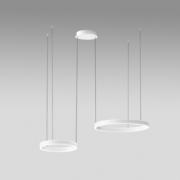 Criseide S/2D double cercle décentralisé Ø 40 + 60 cm Suspension Gea Luce cadre aluminium / Vellini