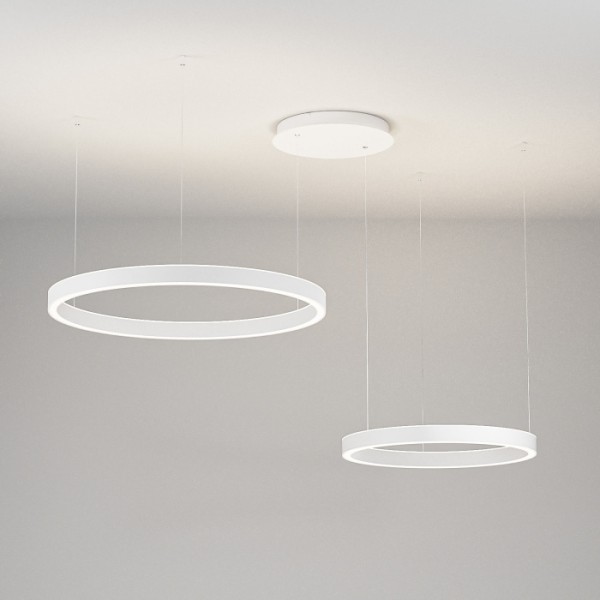 Criseide SS/2D double cercle décentralisé Ø 60 + 80 cm Lampe à suspension Gea Luce structure en aluminium / Vellini