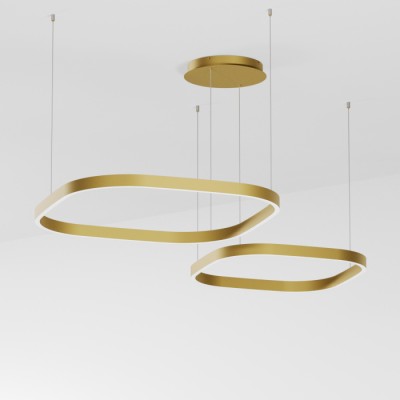 Criseide S/2D Square double Suspension Lamp Gea Luce aluminum frame / Vellini