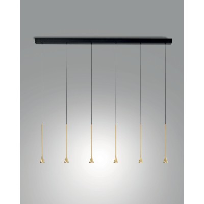 Susa barra 6 luci Lampada a Sospensione Fabas Luce struttura in metallo / Vellini