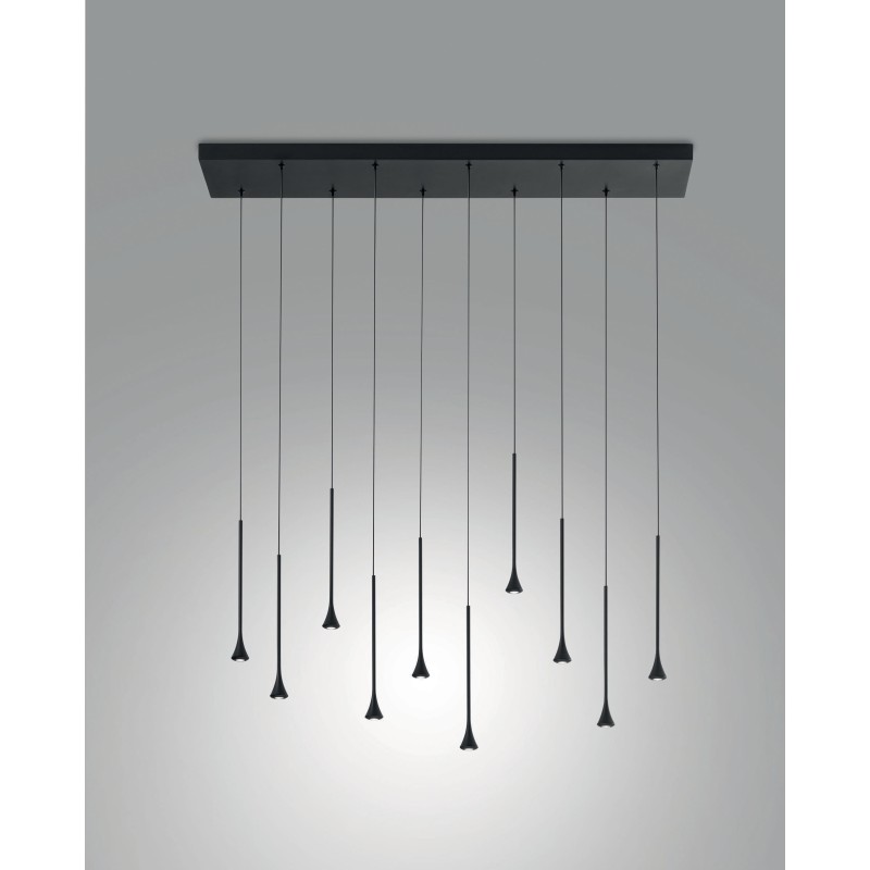 Suspension Susa barra 10 lumières Fabas Luce structure métal / Vellini