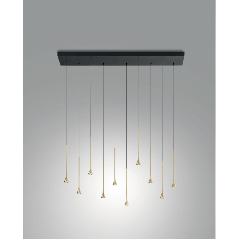 Susa barra 10 lights pendant lamp Fabas Luce metal structure / Vellini