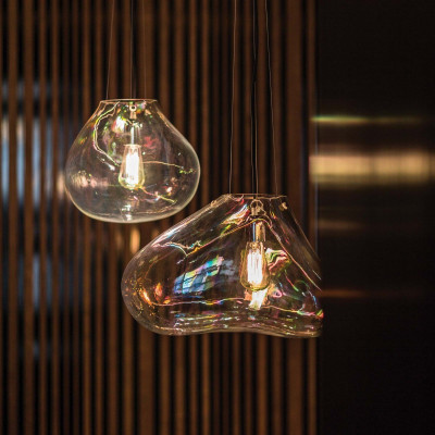 Bolla Suspension lamp diffuser in transparent blown glass