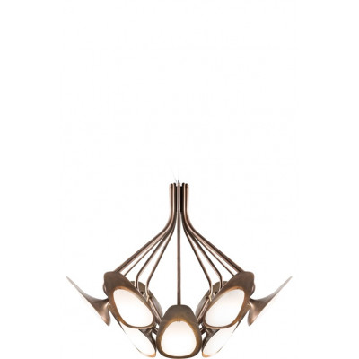 Peacock suspension lamp in powder coated steel and etched brass Led 4,5W 2700K