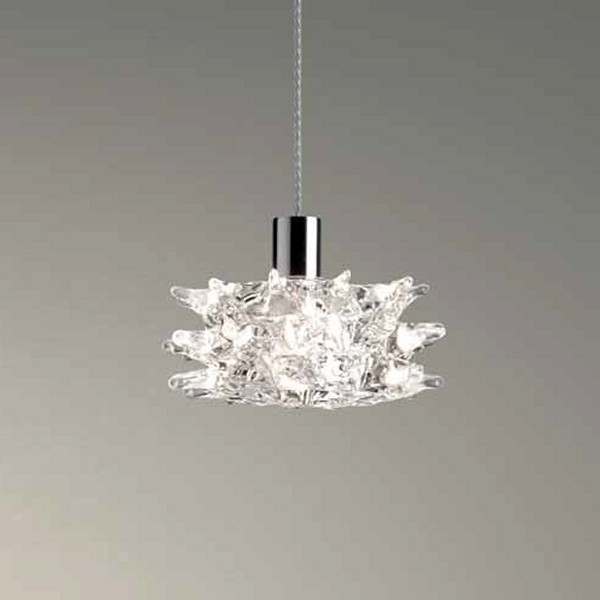 Kuk S Suspension lamp in pure transparent crystal 48W G9