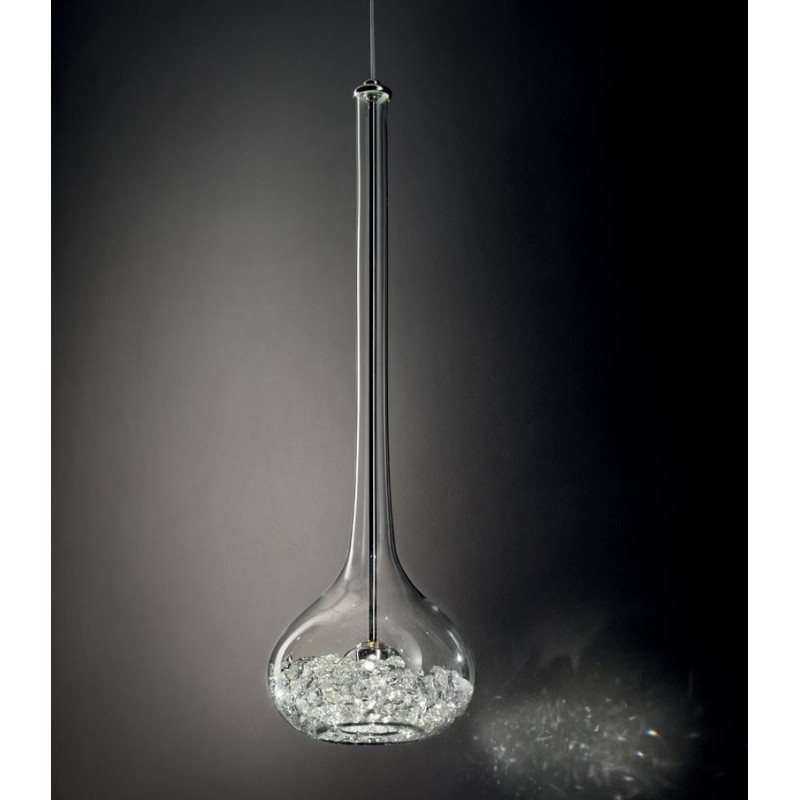 Graal SP 7/276 D-50 Suspension lamp hand-blown glass bowl with clear crystal inserts 25W GY 6,35