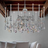 Chic 12 Suspension lamp metal frame with cast brass and coloured crystal inserts 40W G9