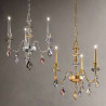 Chic 3 Suspension lamp metal frame with cast brass and coloured crystal inserts 40W G9