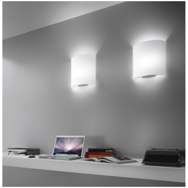 Celine P Wall lamp blown glass diffuser in satin white 100W E27