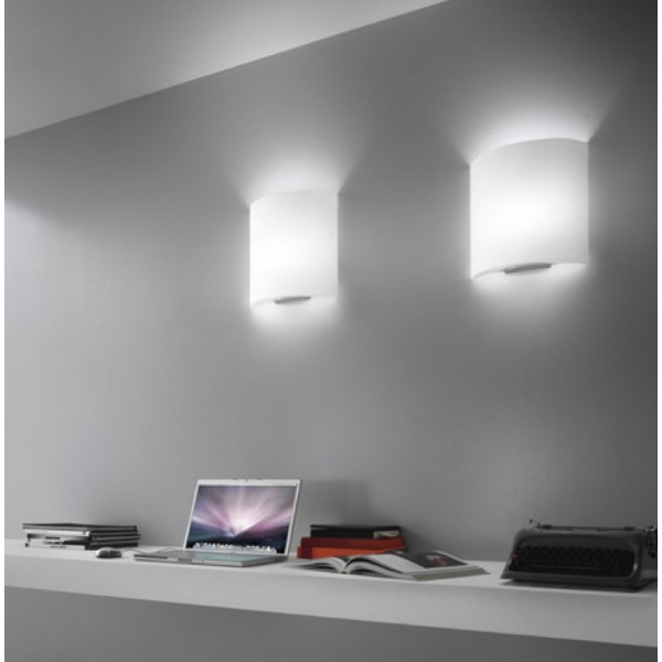 Celine P 35 Wall lamp blown glass diffuser in satin white 150W E27