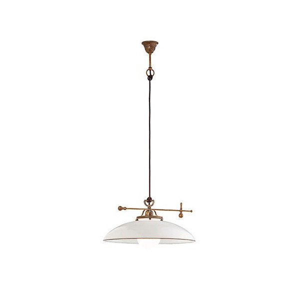 Country 080.10 D. 49,5 Il Fanale Suspension Lamp in brass and blown glass / Vellini