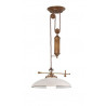 Country saliscendi metal Suspension lamp in brass with white blown glass 77W E27