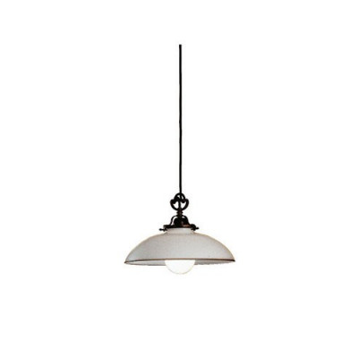 Country 082.10 D. 34 suspension lamp in brass and white blown glass 46W E27