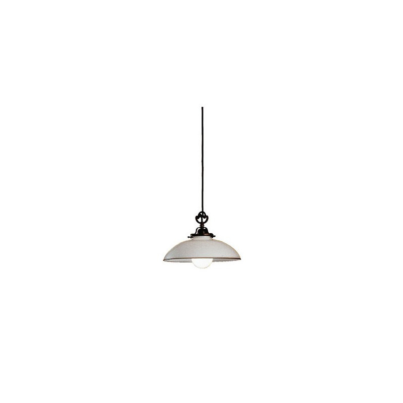 Country D. 34 Suspension lamp in brass with white blown glass 46W E27