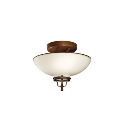 Country 082.02 Small ceiling lamp in brass and white blown glass 46W E14