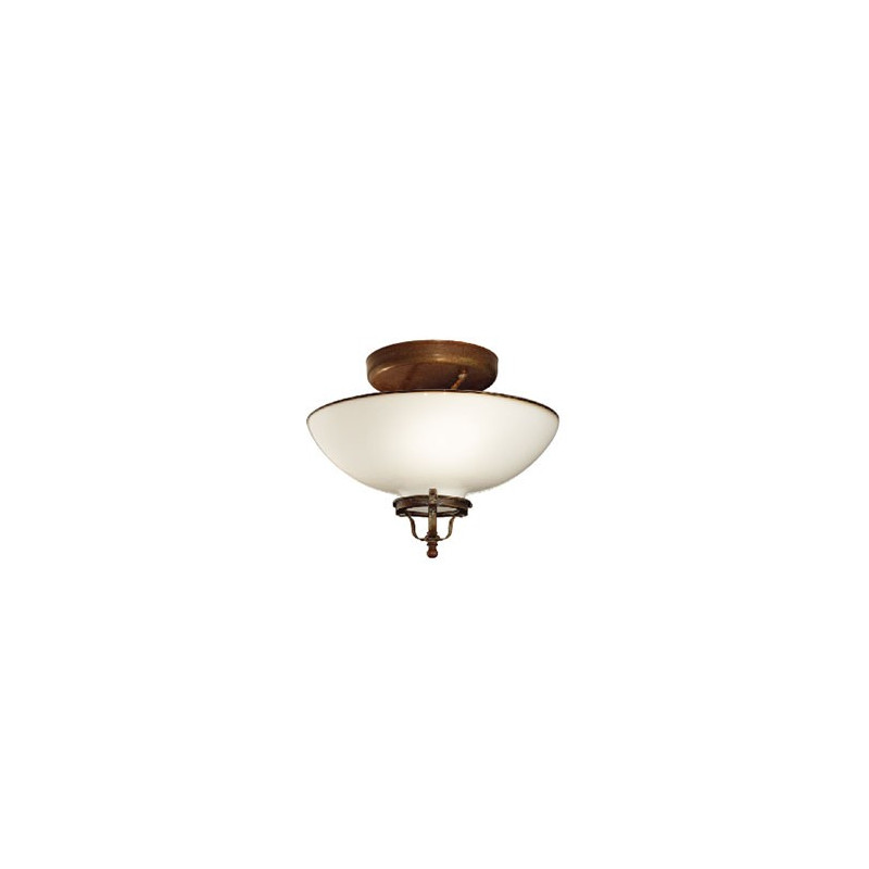 Country 082.02 Piccola lampada da soffitto in ottone e vetro soffiato bianco 46W E14