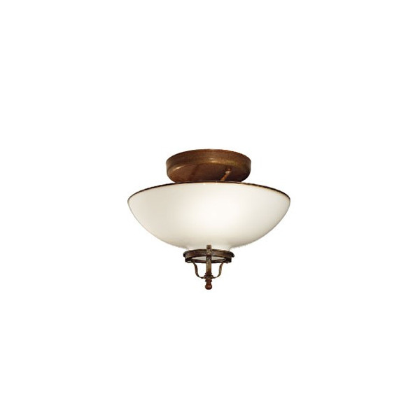 Country Small Ceiling lamp in brass with white blown glass 46W E14