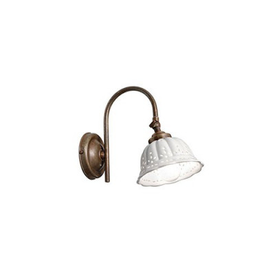 Anita 061.19 curved w/joint wall lamp in ceramic and brass 46W E14