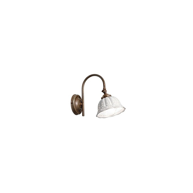 Anita 061.19 curved w/joint wall lamp in ceramic and brass 46W E14